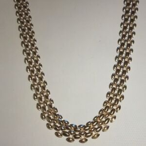 Gorgeous Bold Five Row Buttery 14K YGP Stampato Style Necklace
